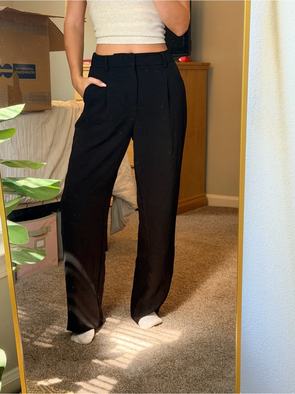 a new day Black Wide-Leg High-Rise Trousers